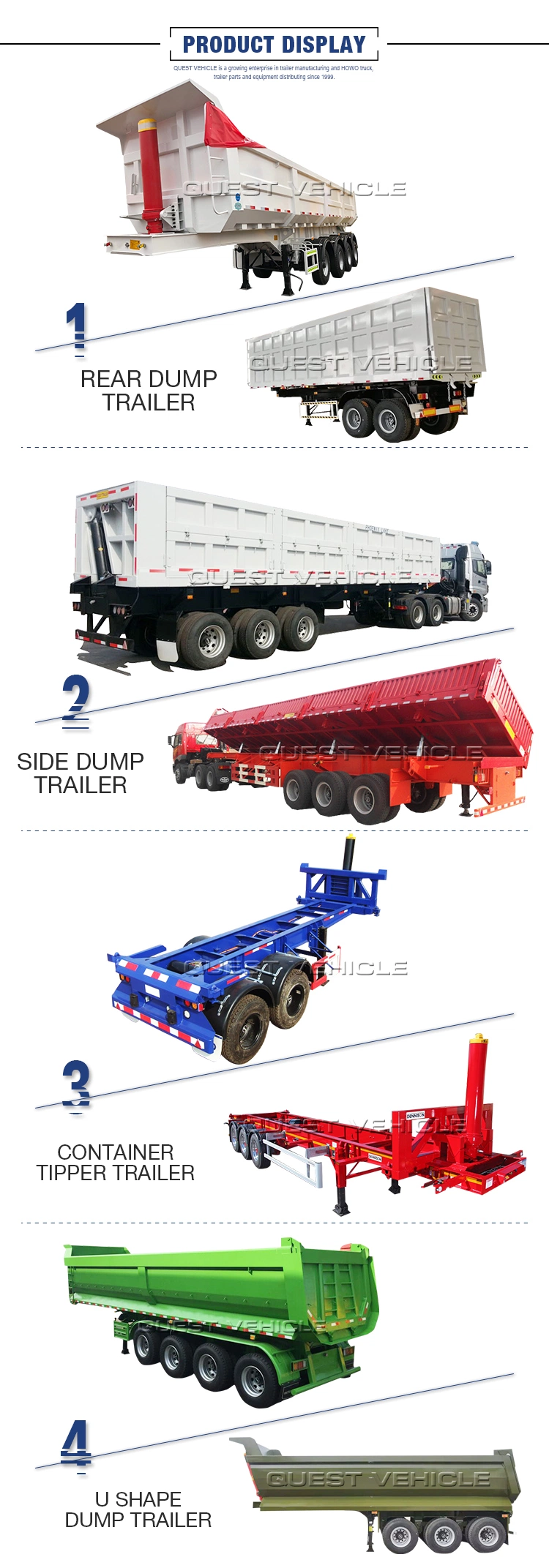 Aggregate 45cbm 80 Tons 4 Axles U-Shape Dump Truck Trailers /Tipper Semi Trailer