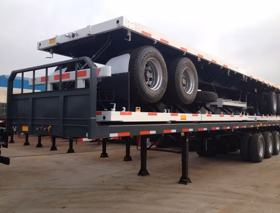 Container Carrying Flat Deck Flatbed Truck Semi Trailer for Sale